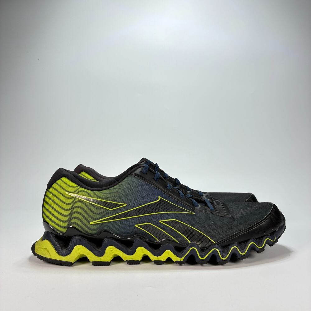 Reebok ZigTech Black Neon Yellow Athletic Lace Running Shoes M40225 Mens Size 13